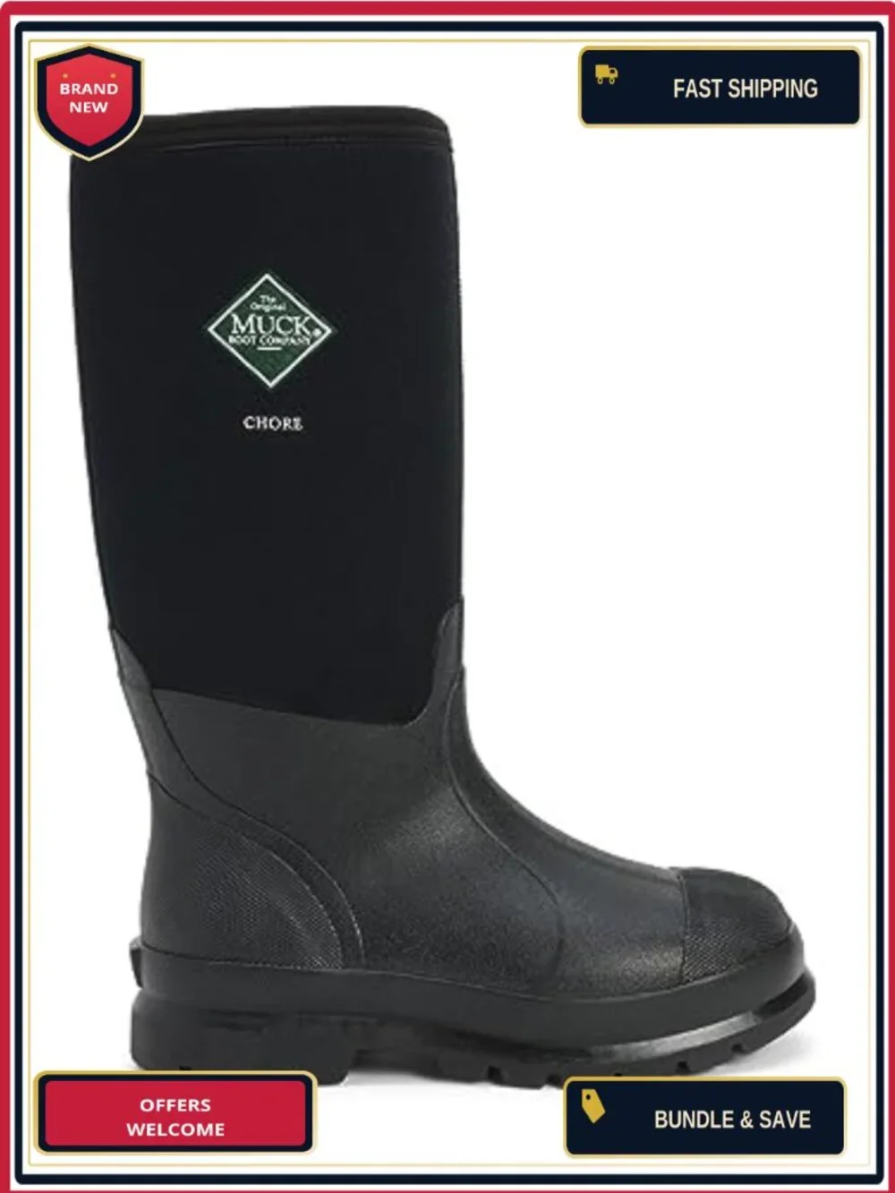Water Resistant Neoprene Pull-On Work Boot Mid-Calf